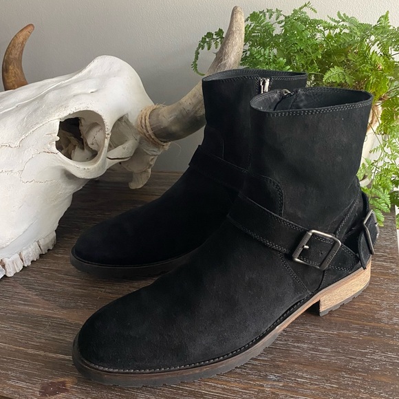 Belstaff Other - Belstaff Trialmaster Black Suede Moto Engineer Zip Up Boots Italian Mens EU 44